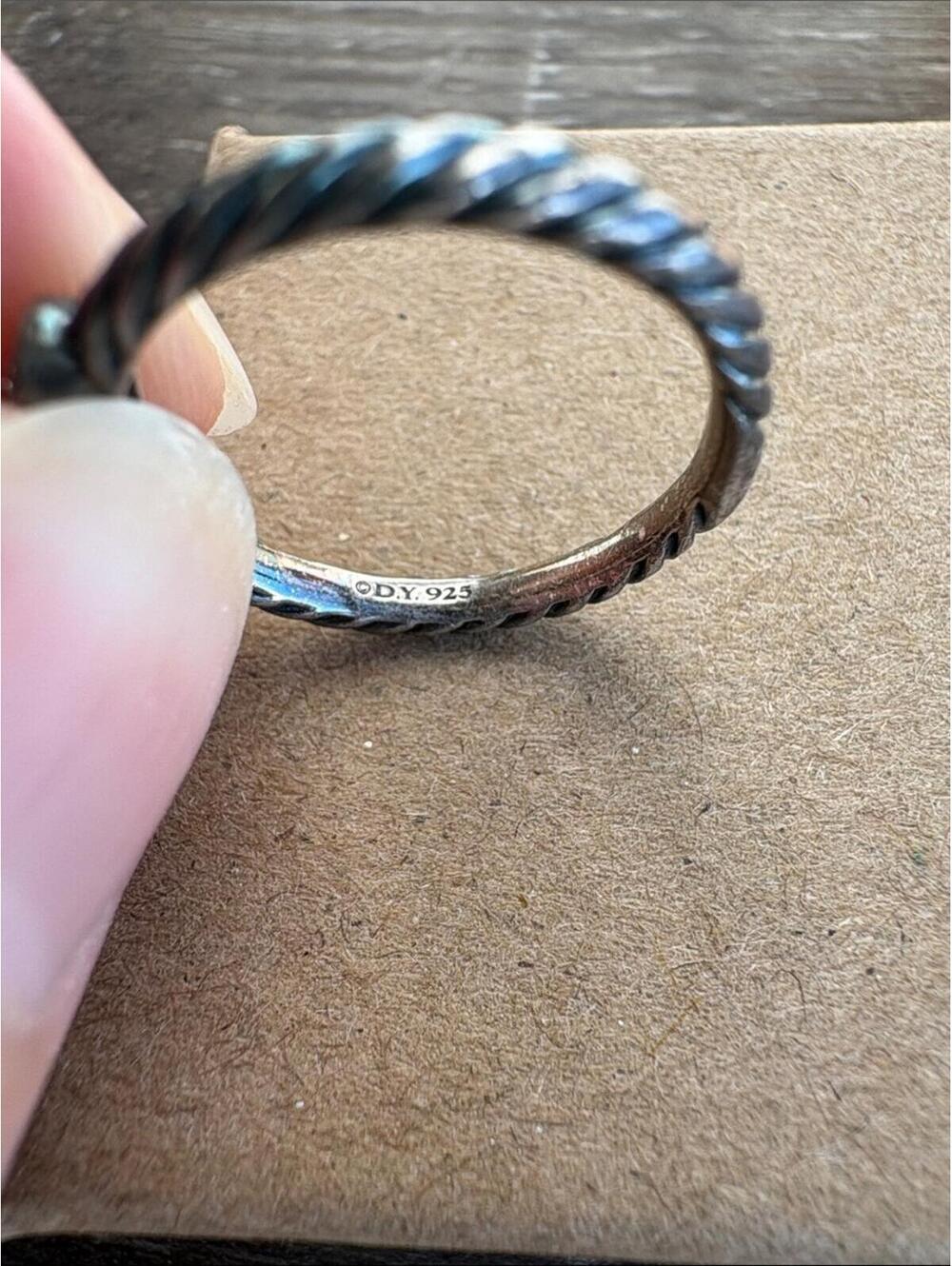 David Yurman Sterling Silver Pave Oval Rope Band Ring - Size 6.5 - Picture 4 of 6